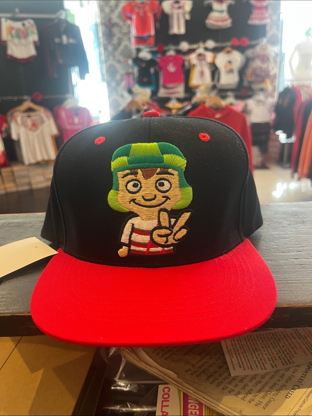 El chavo  Black & Red Character Snapback Hat with Green Accent adult